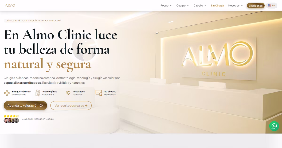Caso de éxito ALMO Clinic - Página web bilingüe de cirugía plástica y medicina estética en Bogotá